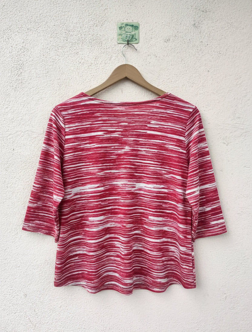 Red Printed V-Neck Top