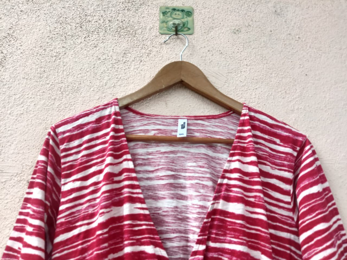 Red Printed Wrap Top