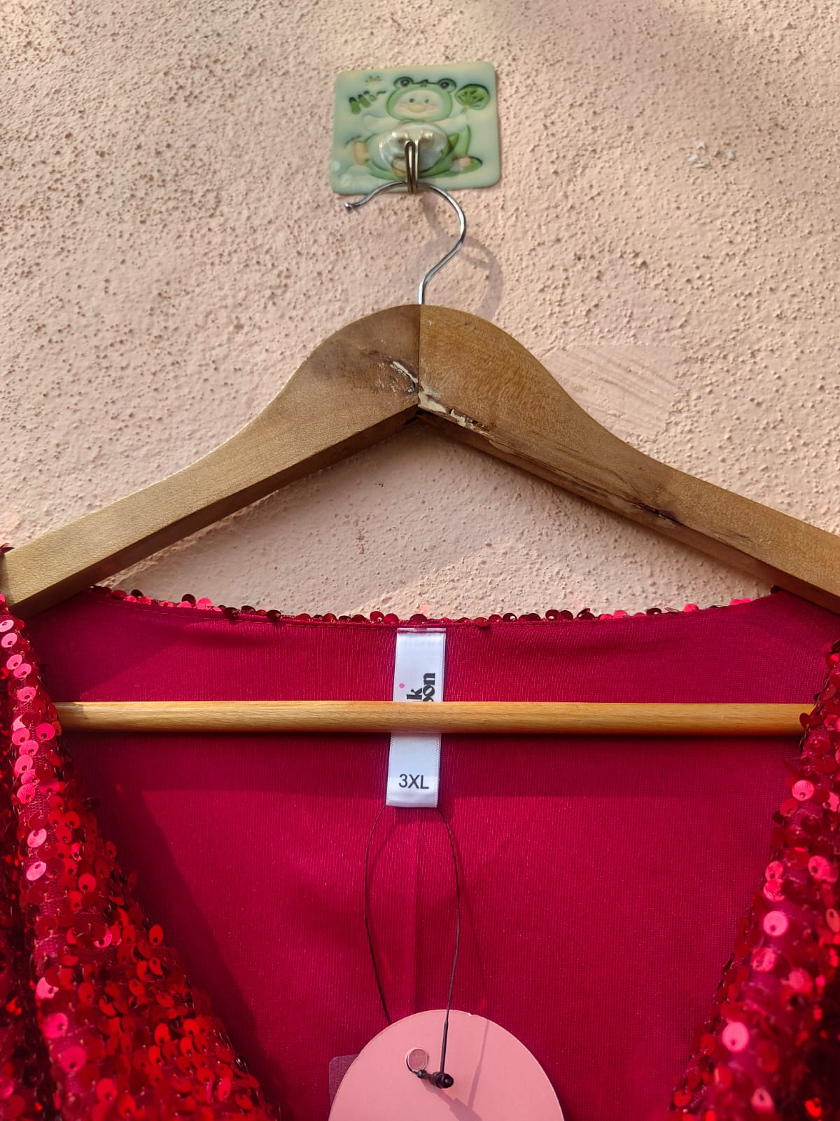 Red Sequin Cowl Neck Top1