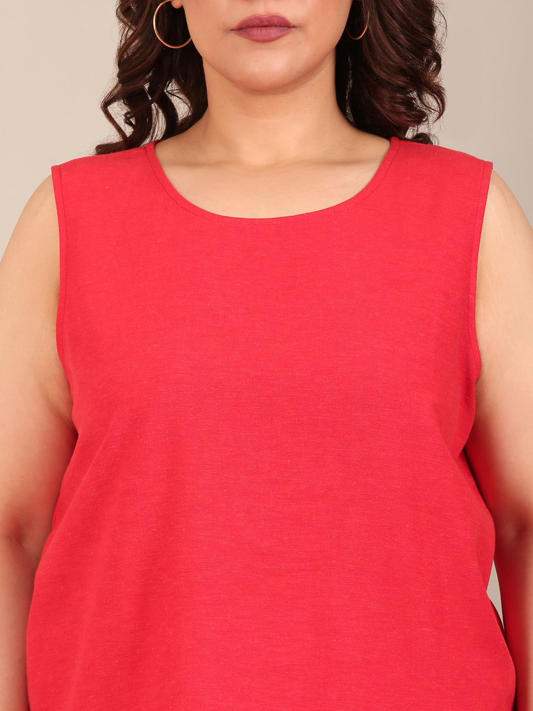 Red Sleeveless Co-ord Set (2 Piece)