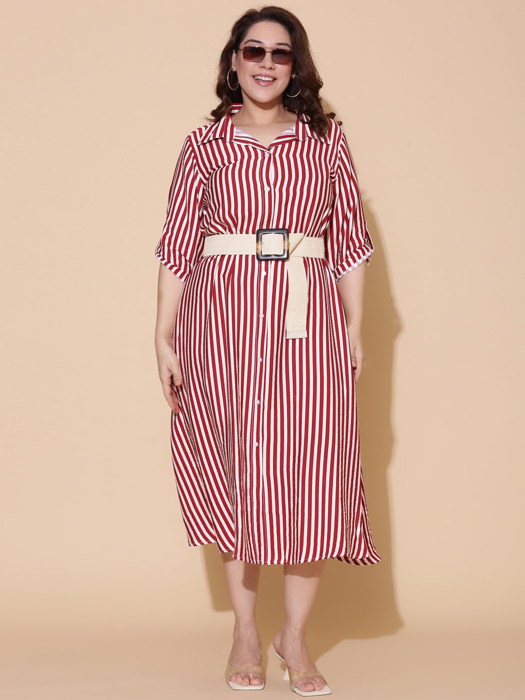 Red Striped Shirt Dress