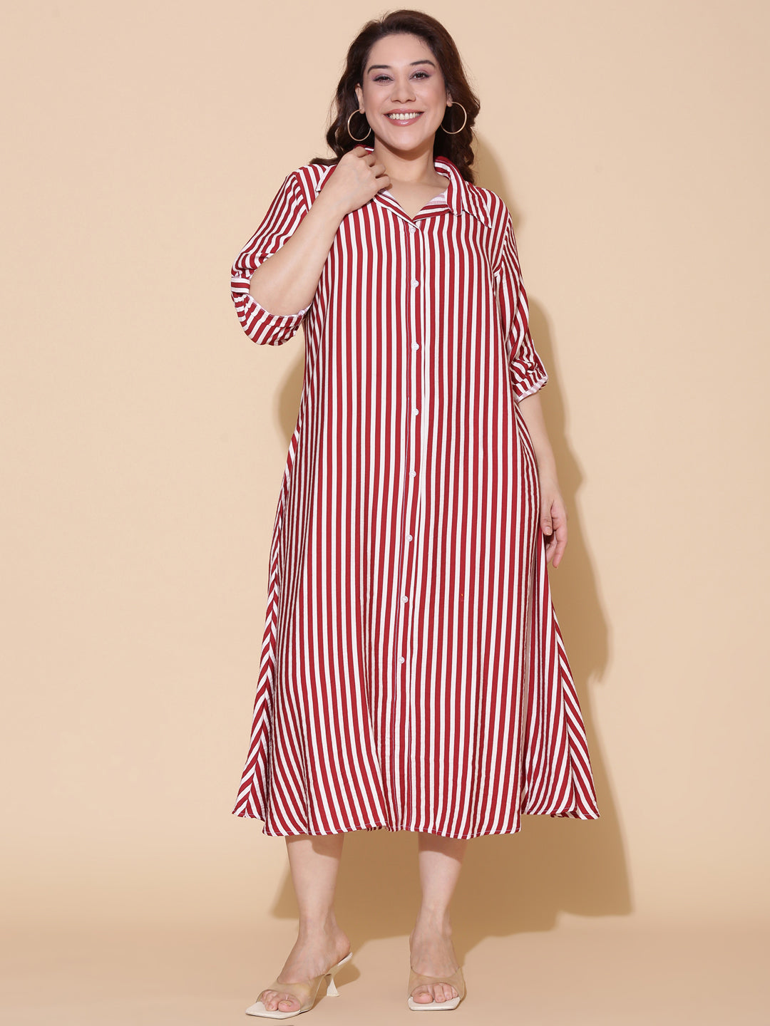 Red Striped Shirt Dress