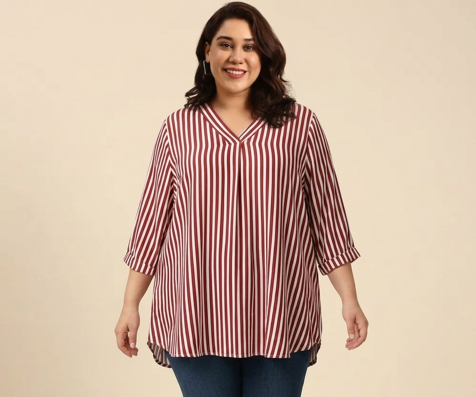 Red & White Multi-Stripe Top