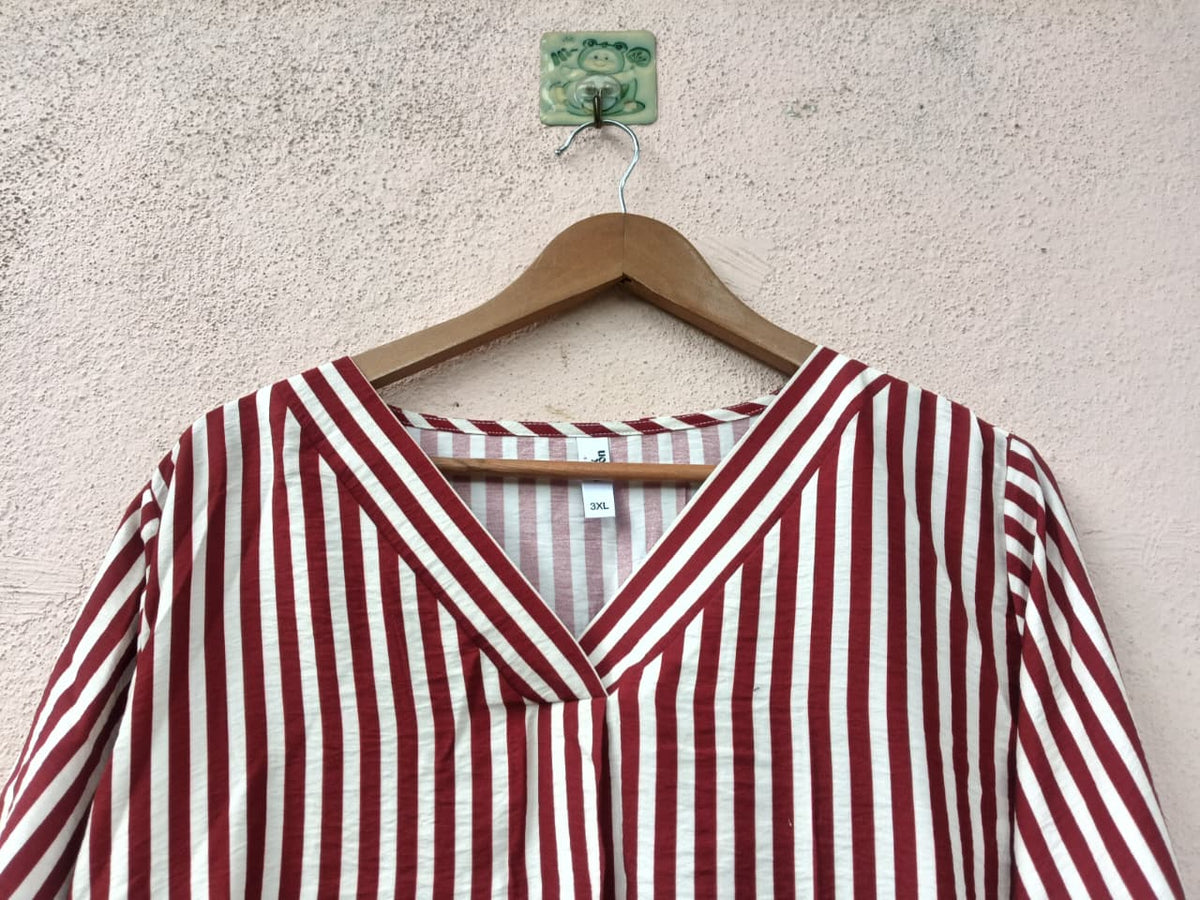 Red & White Multi-Stripe Top