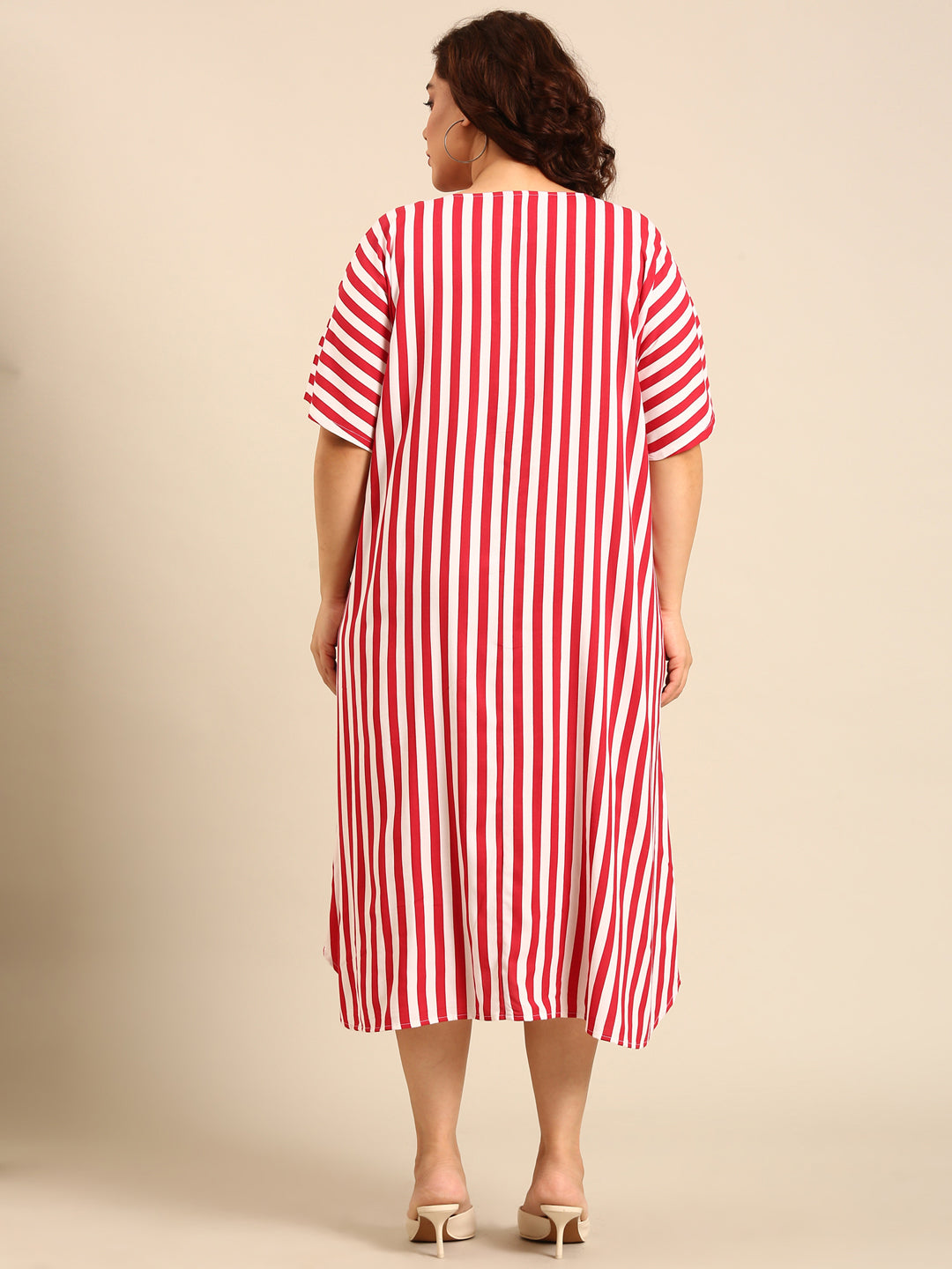 Red & White Striped A-Line Dress