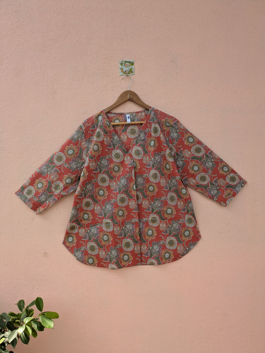 Rust Floral Handblock Top