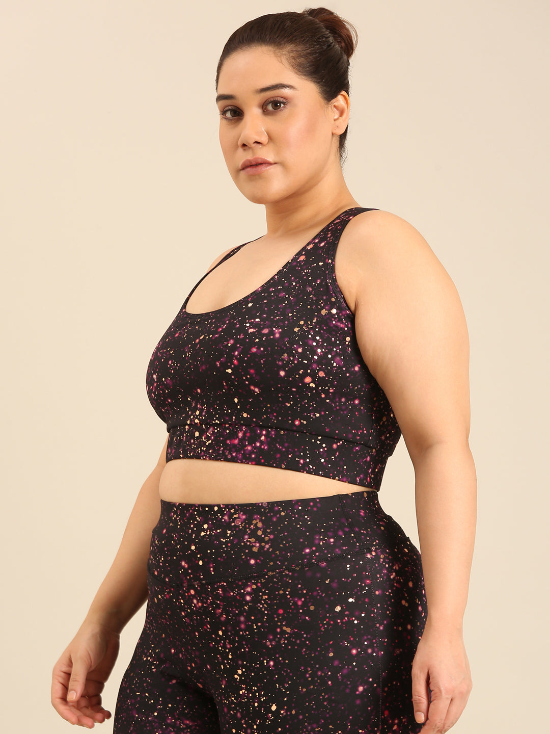 Black Galaxy Print Sports Bra