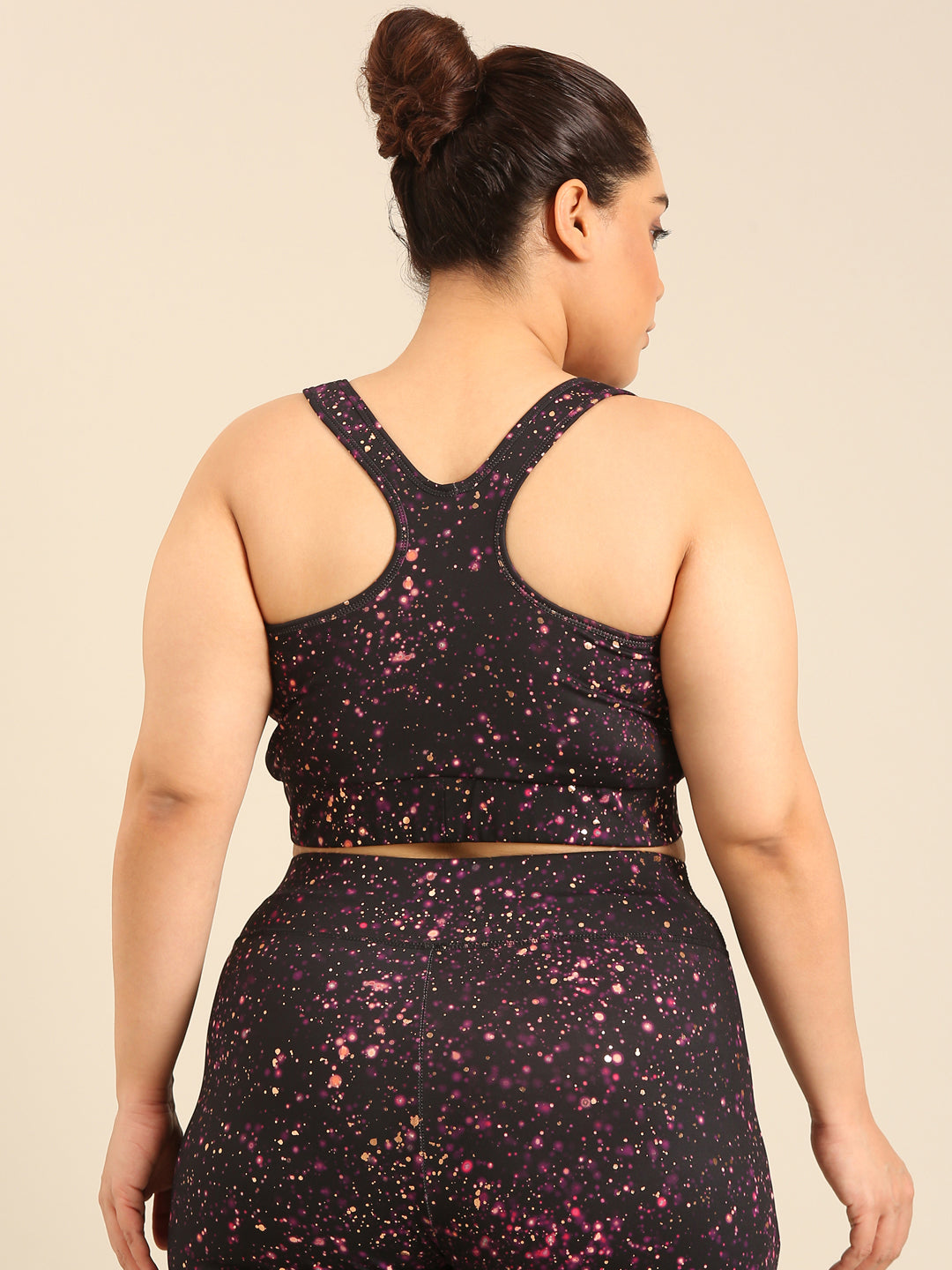 Black Galaxy Print Sports Bra