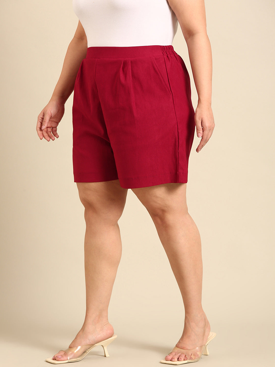 Burgundy High Stretch Shorts