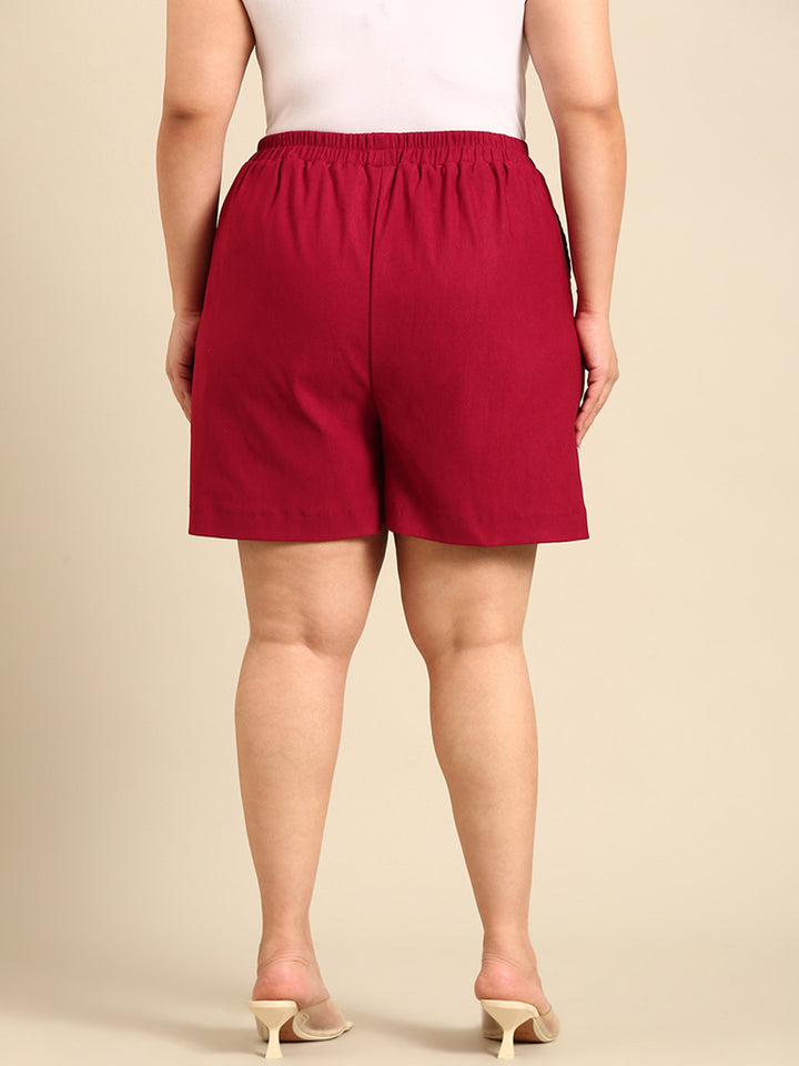 Burgundy High Stretch Shorts