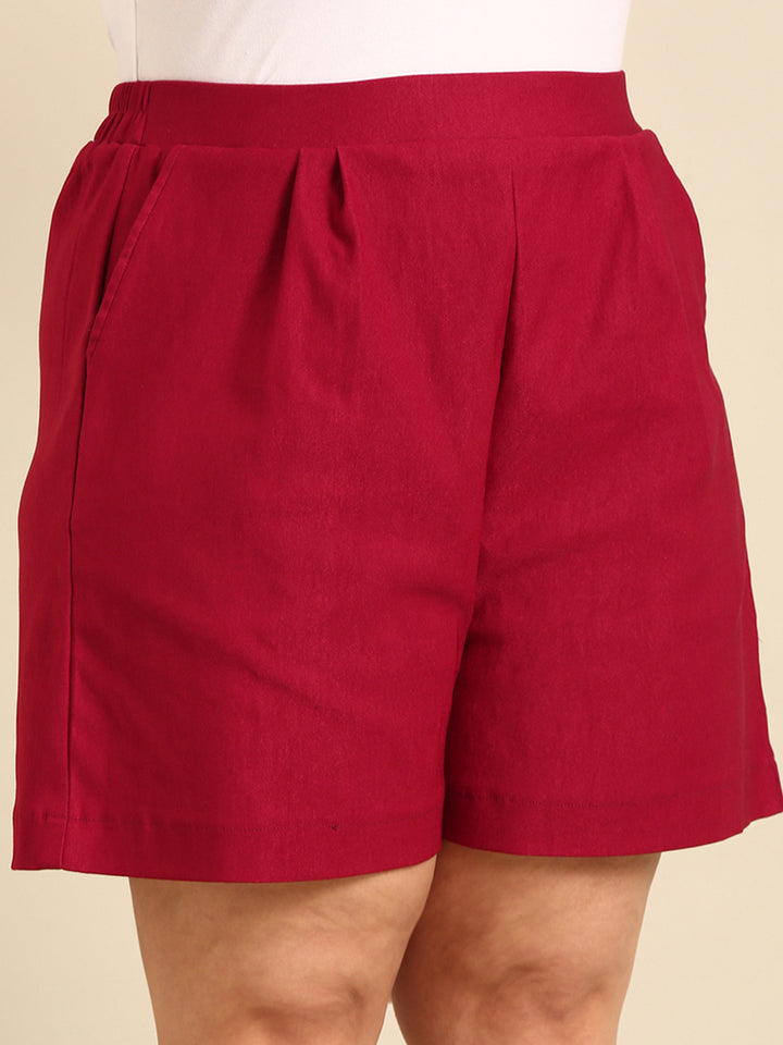 Burgundy High Stretch Shorts