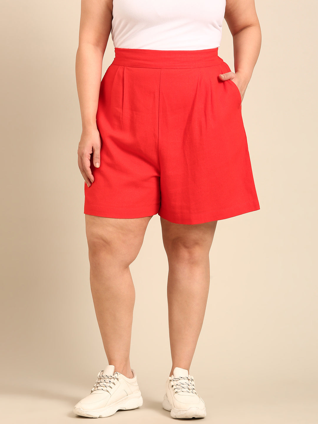 Orange Linen Shorts