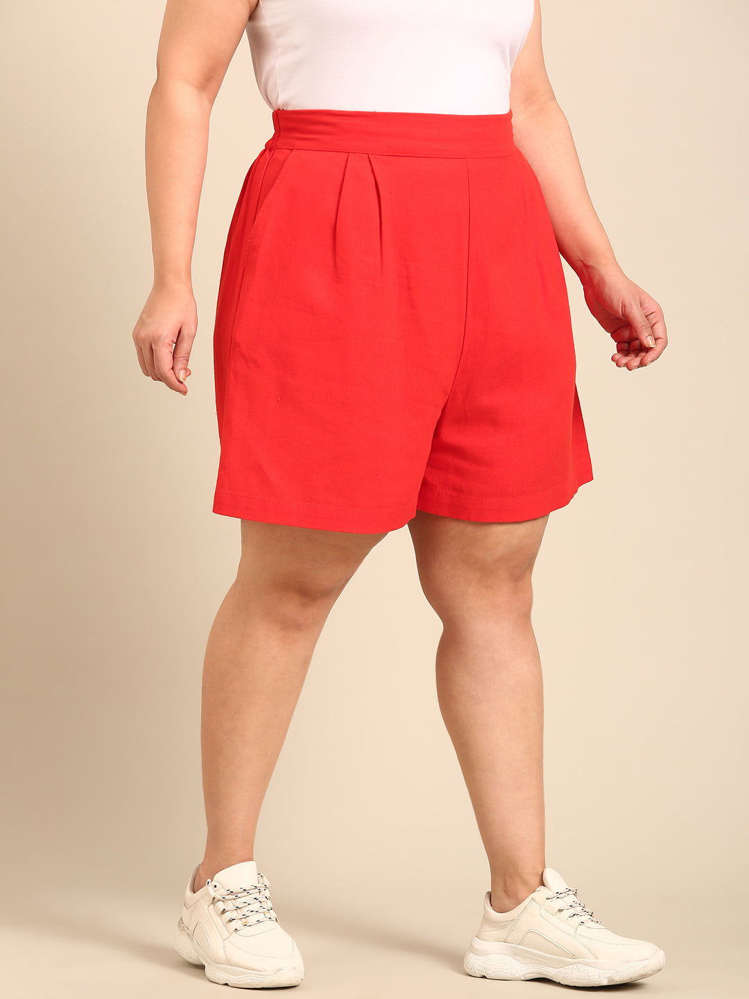 Orange Linen Shorts