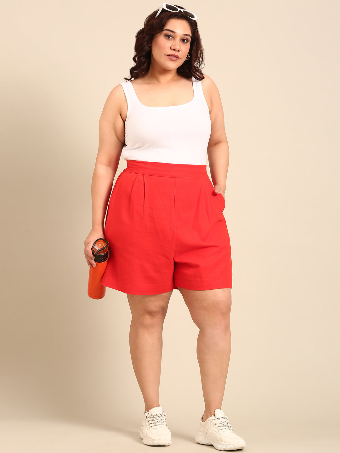 Orange Linen Shorts