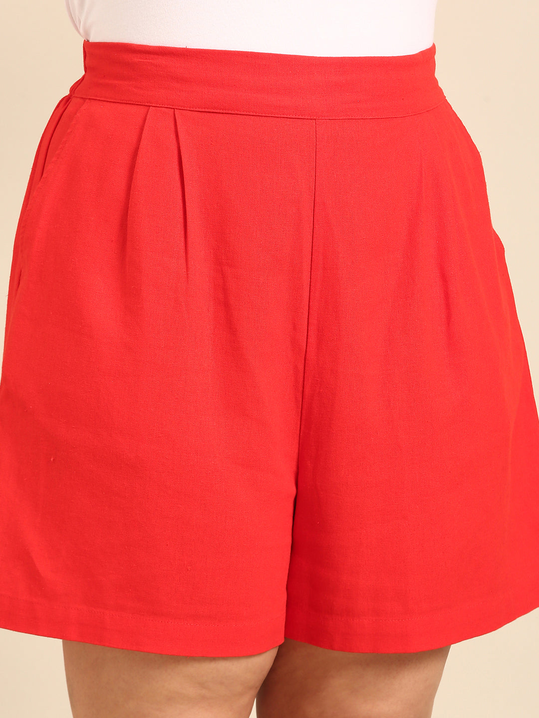 Orange Linen Shorts