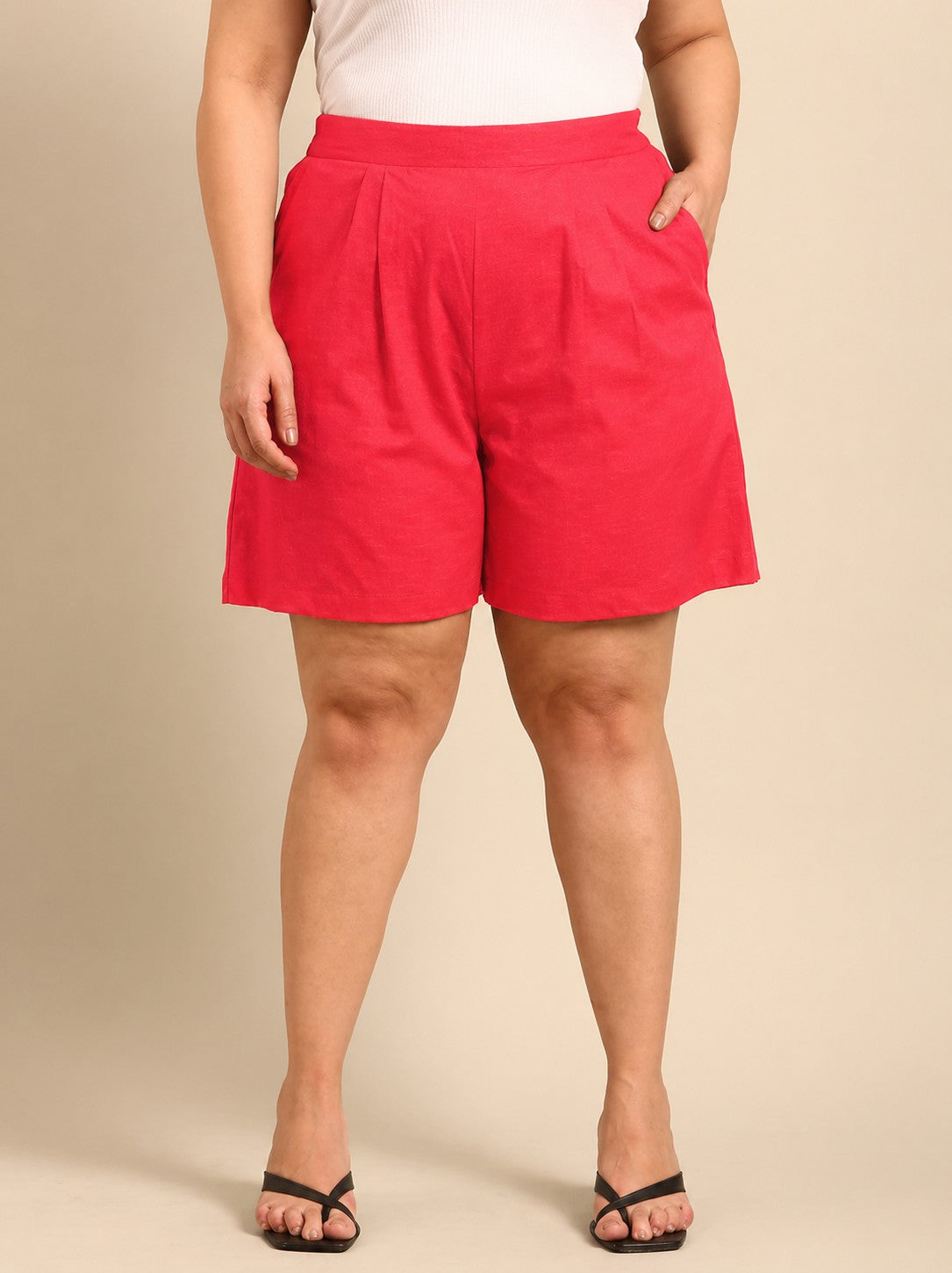Red Cotton Shorts