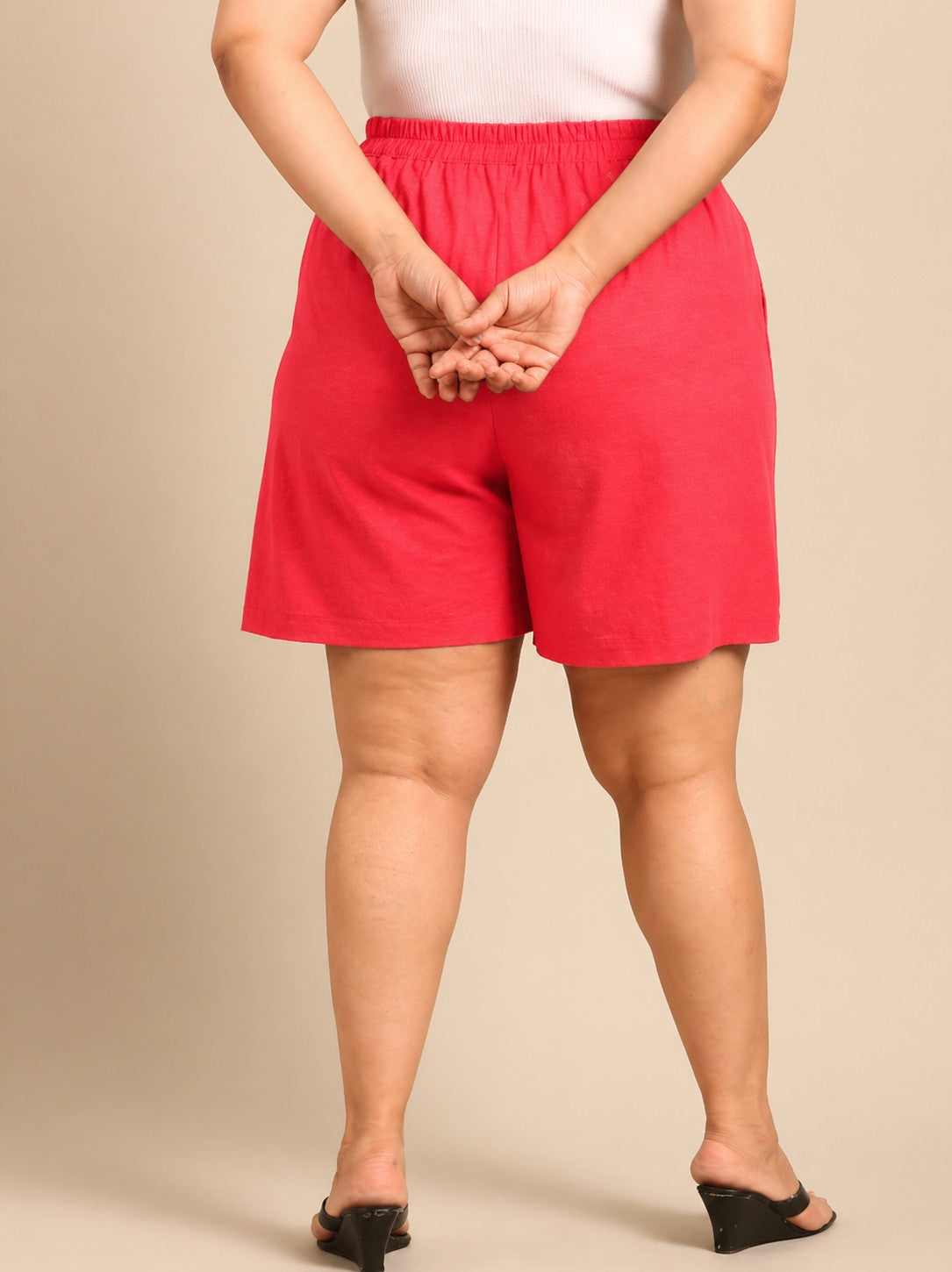 Red Cotton Shorts