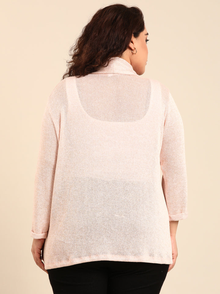 Pink Solid lurex Shrug