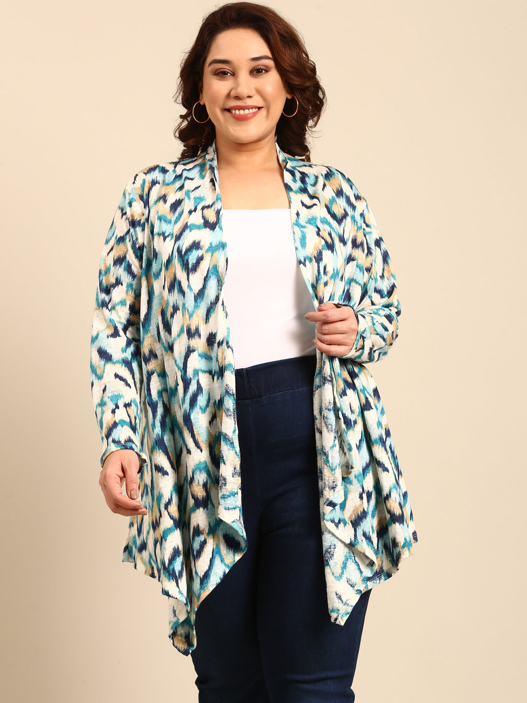 Ikkat Print Winter Shrug