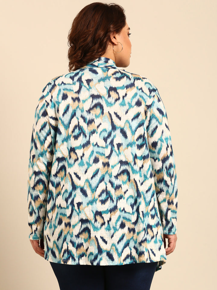 Ikkat Print Winter Shrug