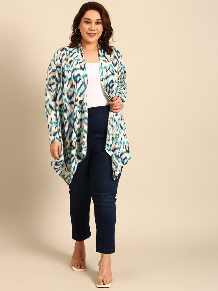 Ikkat Print Winter Shrug