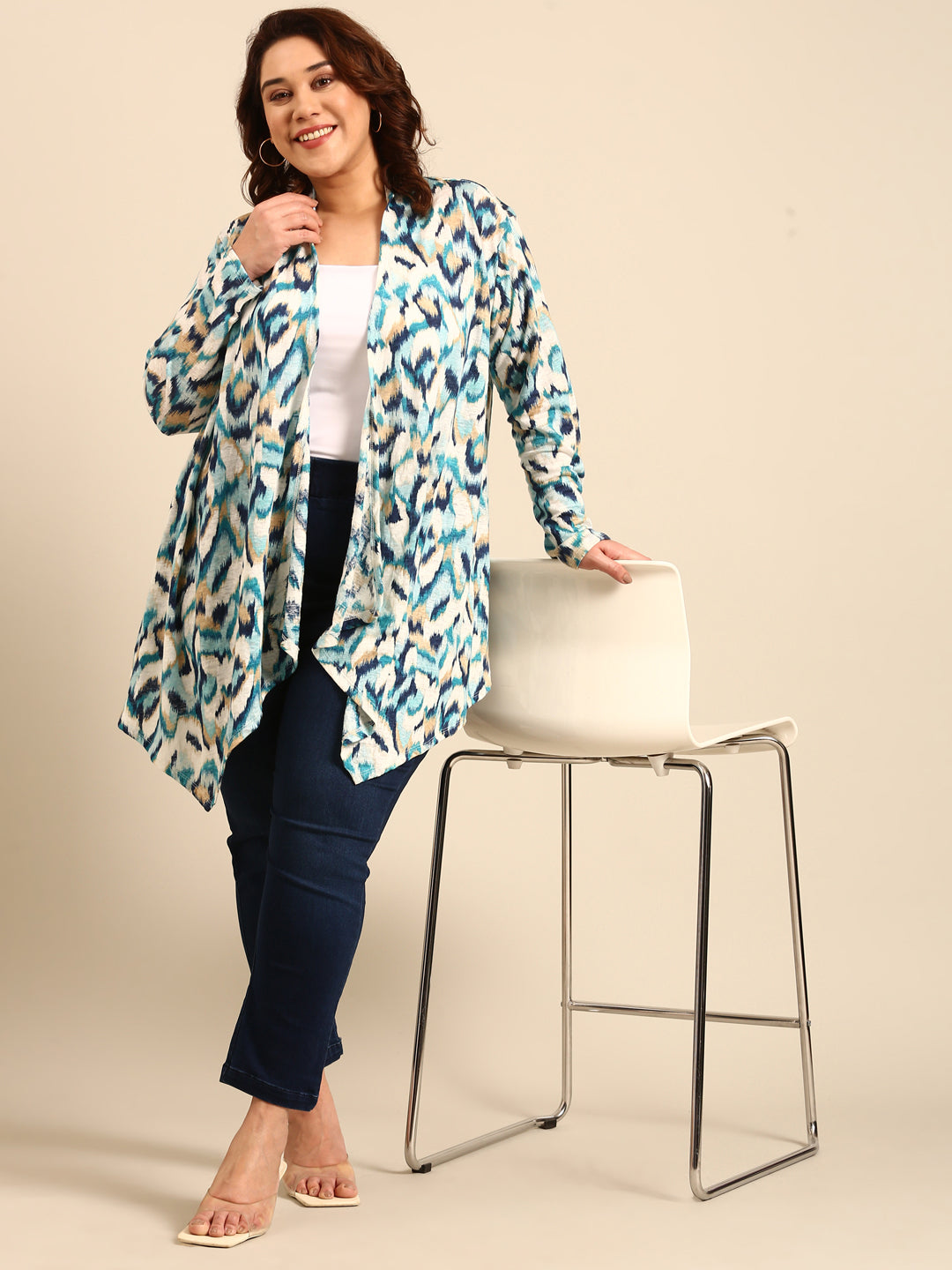 Ikkat Print Winter Shrug