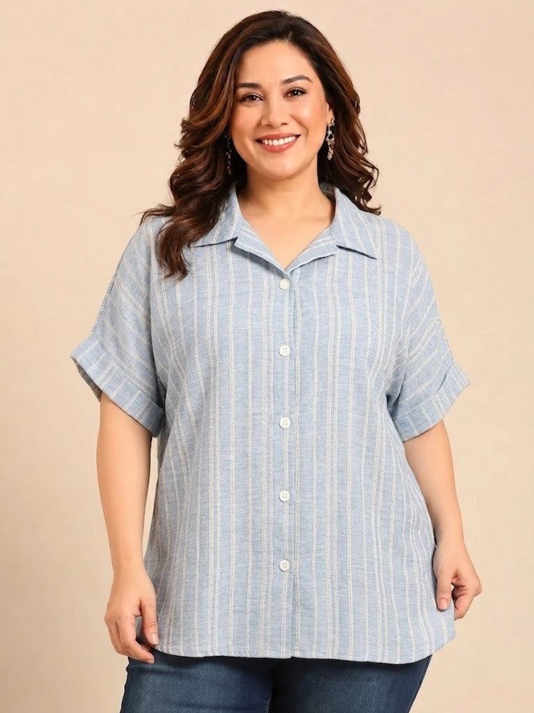 Cotton Blue Striped Shirt