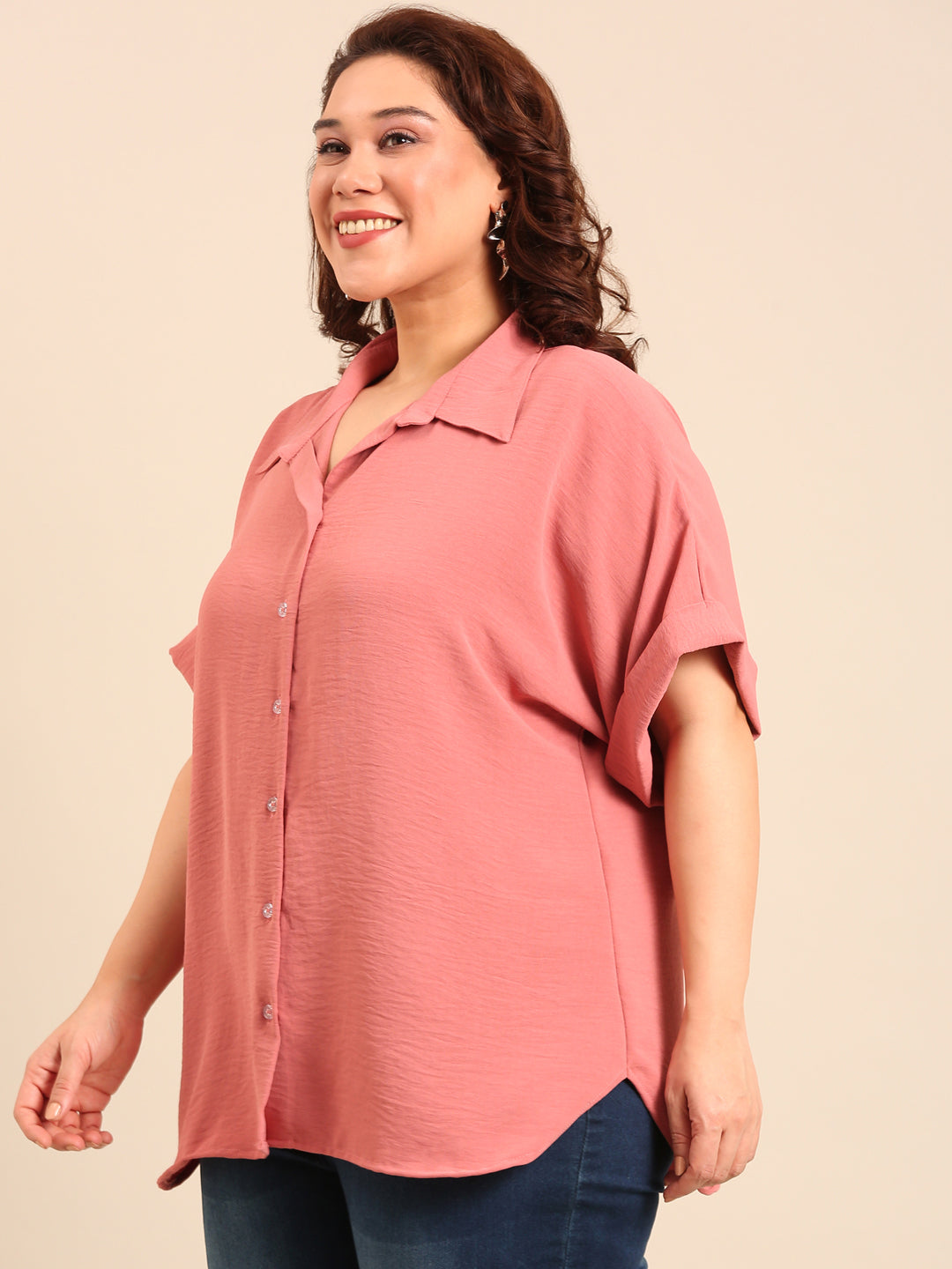 Peach Drop Shoulder Shirt