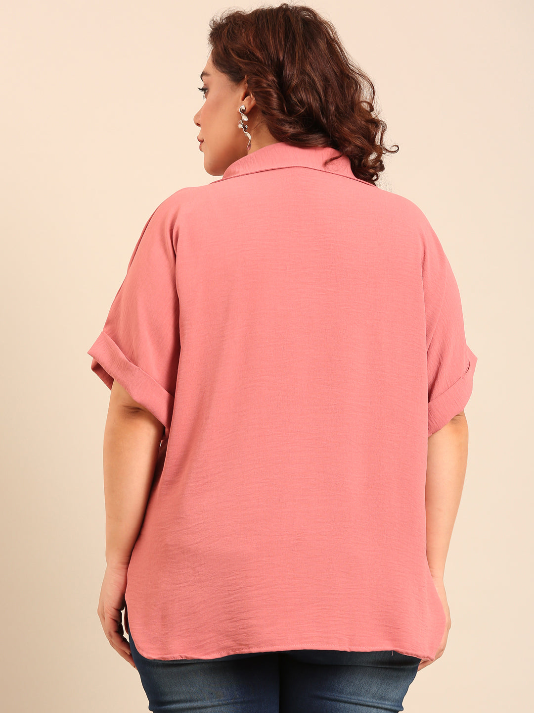 Peach Drop Shoulder Shirt