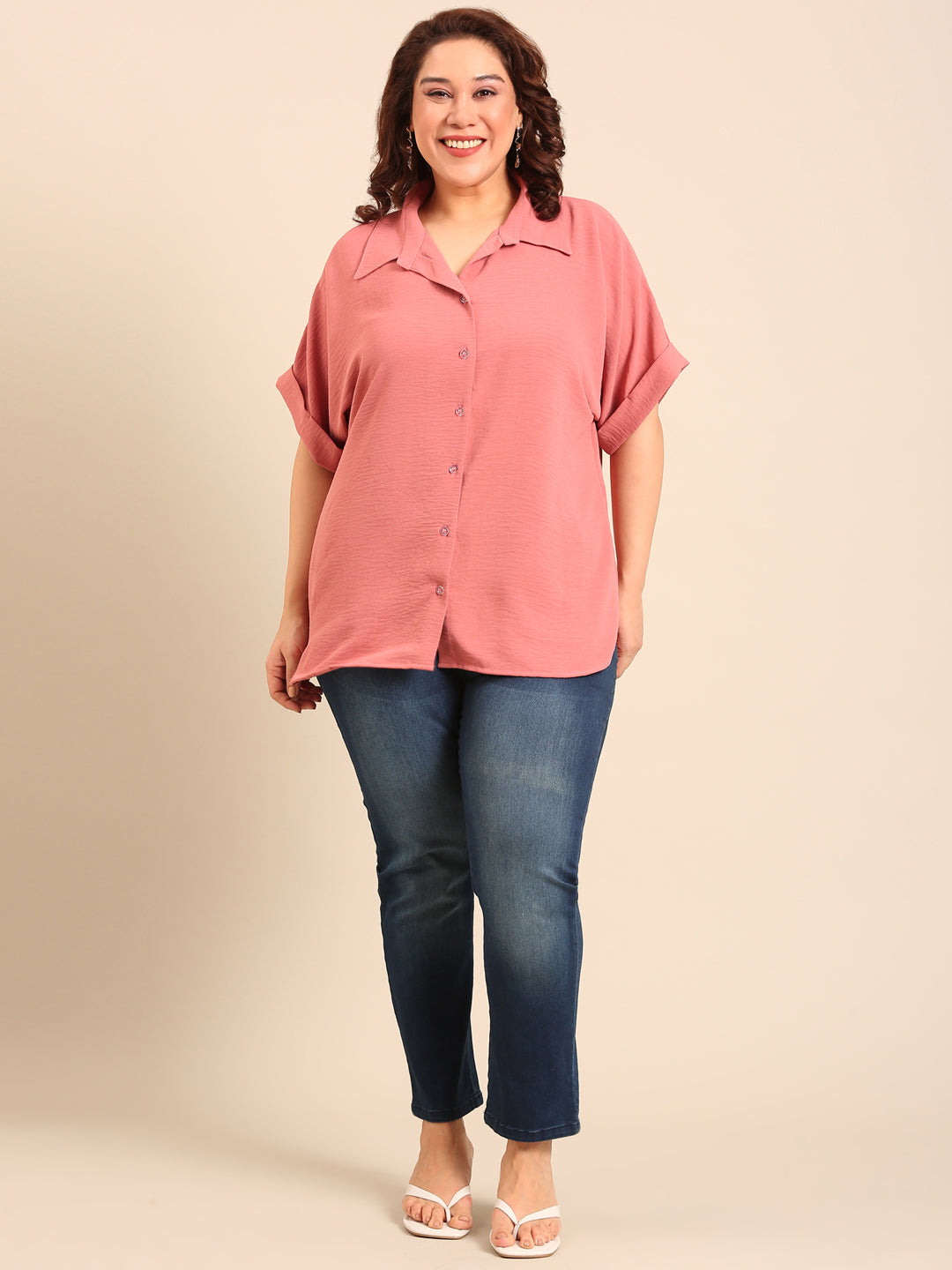 Peach Drop Shoulder Shirt