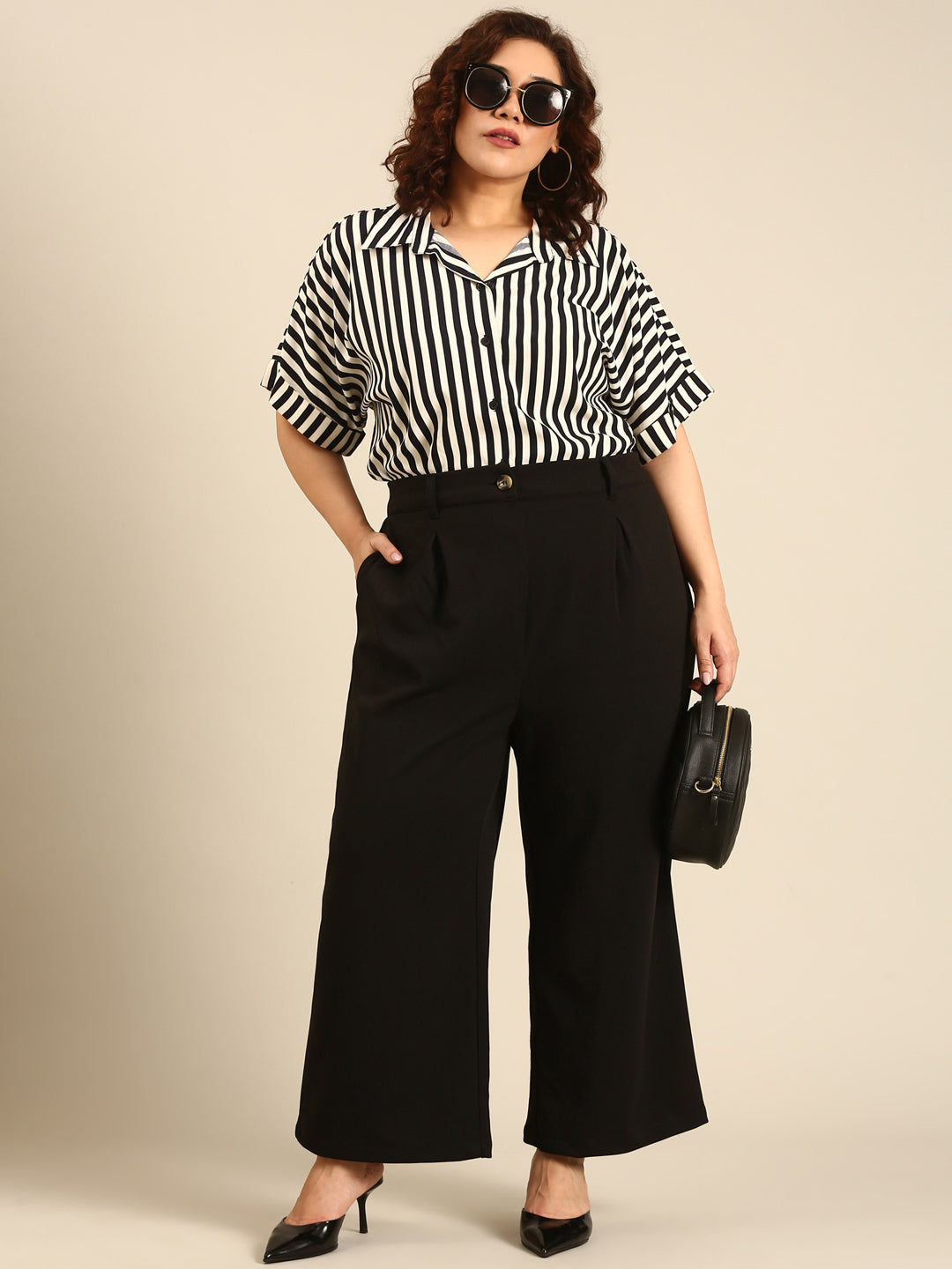 Striped Shirt And Korean Pant Co-ord Set (2 piece)