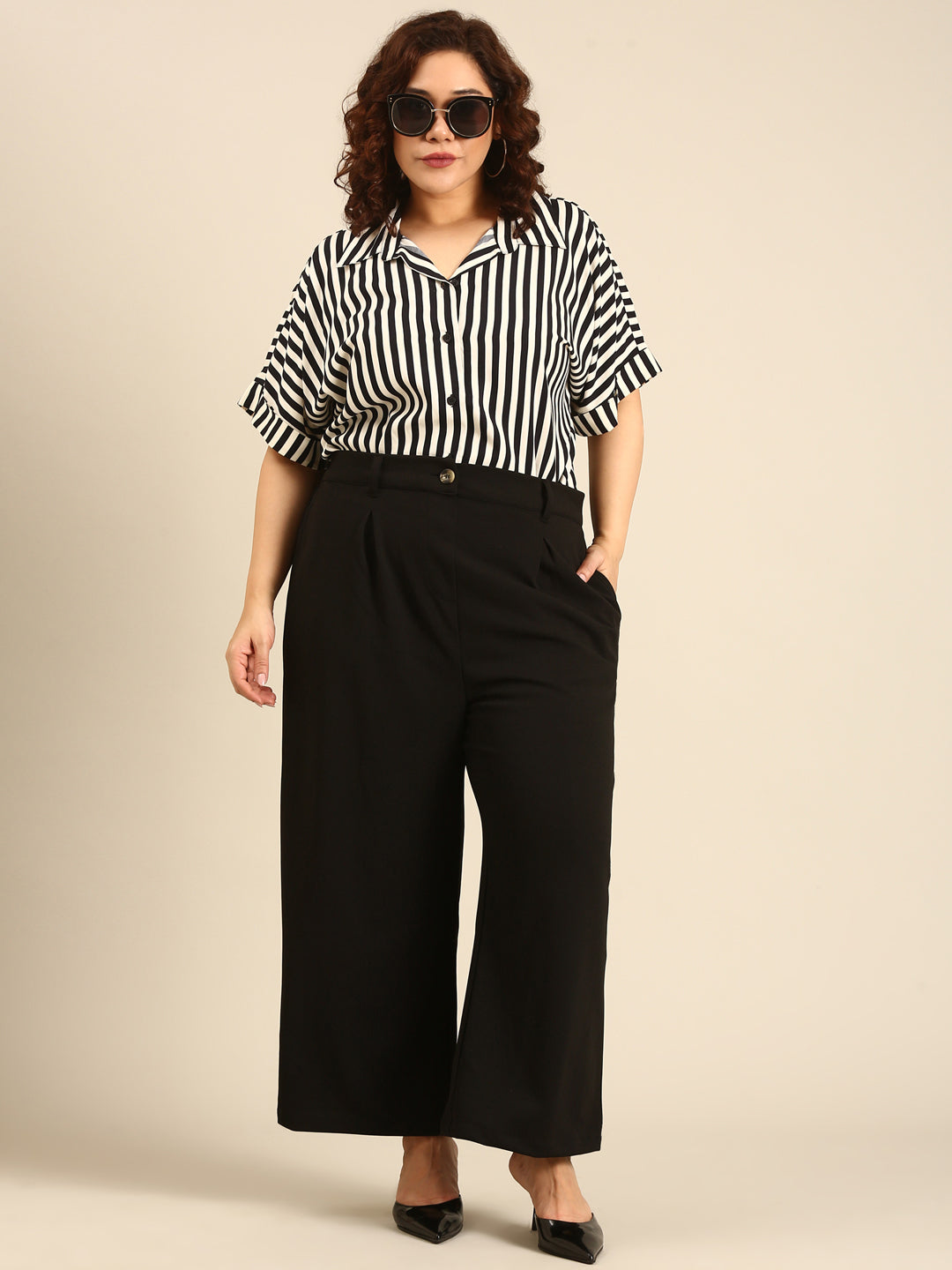 Striped Shirt And Korean Pant Co-ord Set (2 piece)