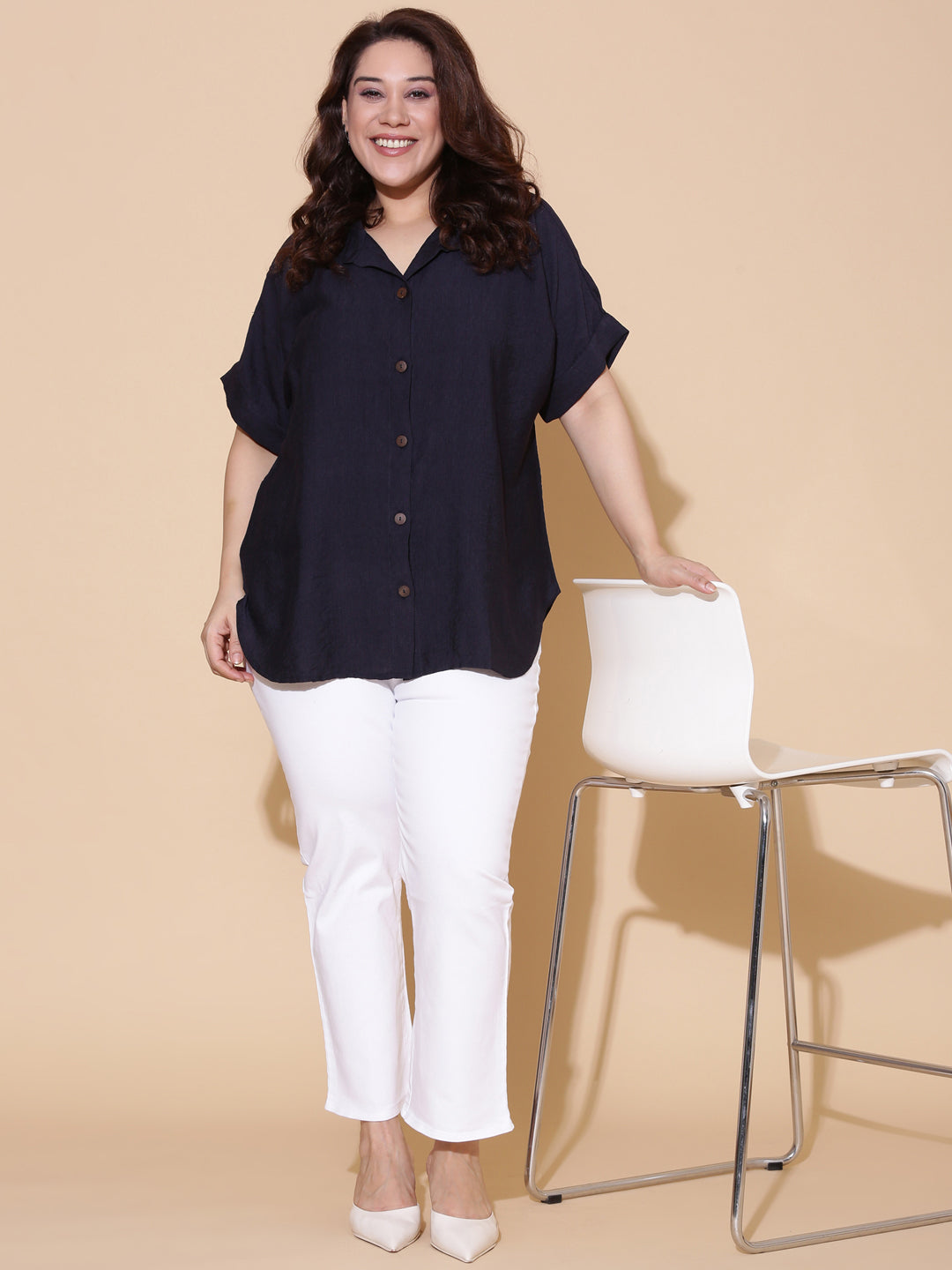 Navy Drop Shoulder Shirt