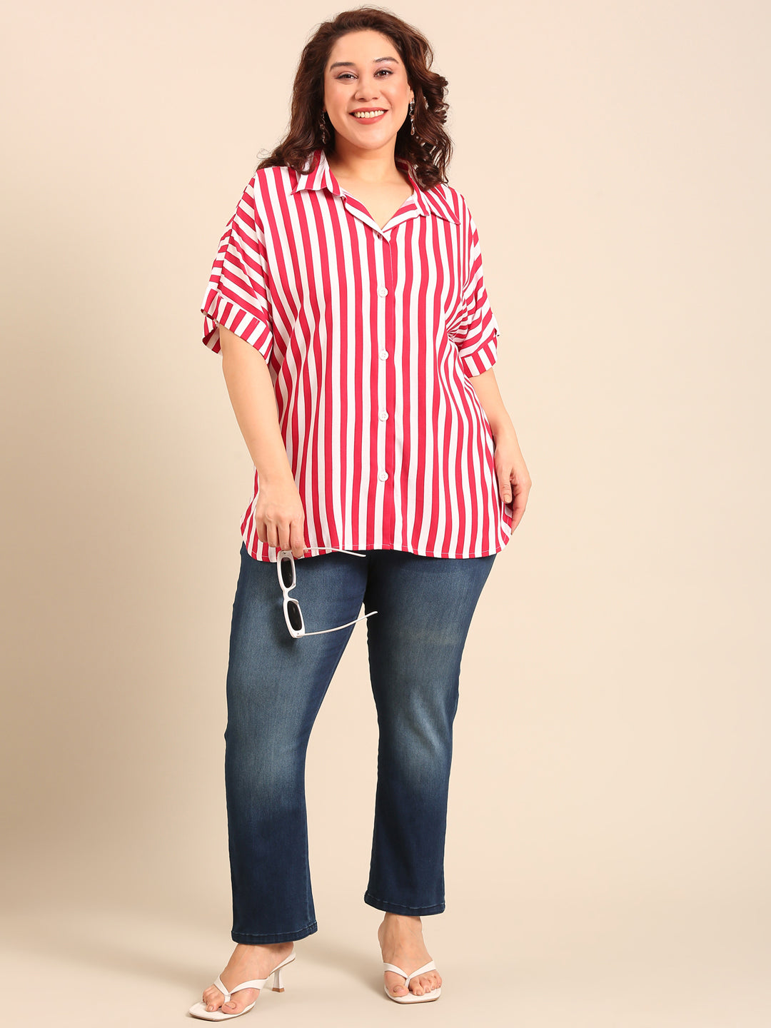 Red Striped Shirt and Navy Denim Co-ord (2-Piece)