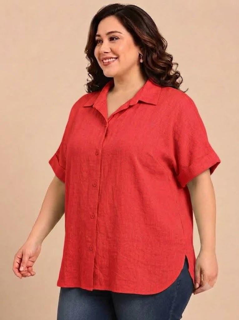 Red Drop Shoulder Shirt
