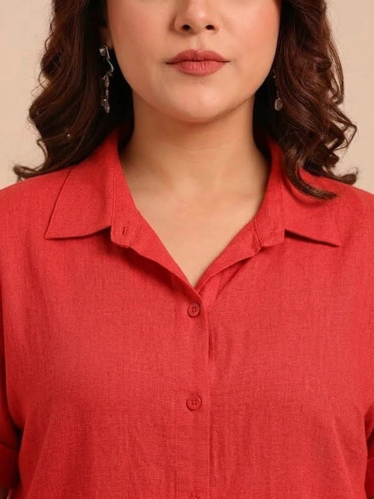Red Drop Shoulder Shirt