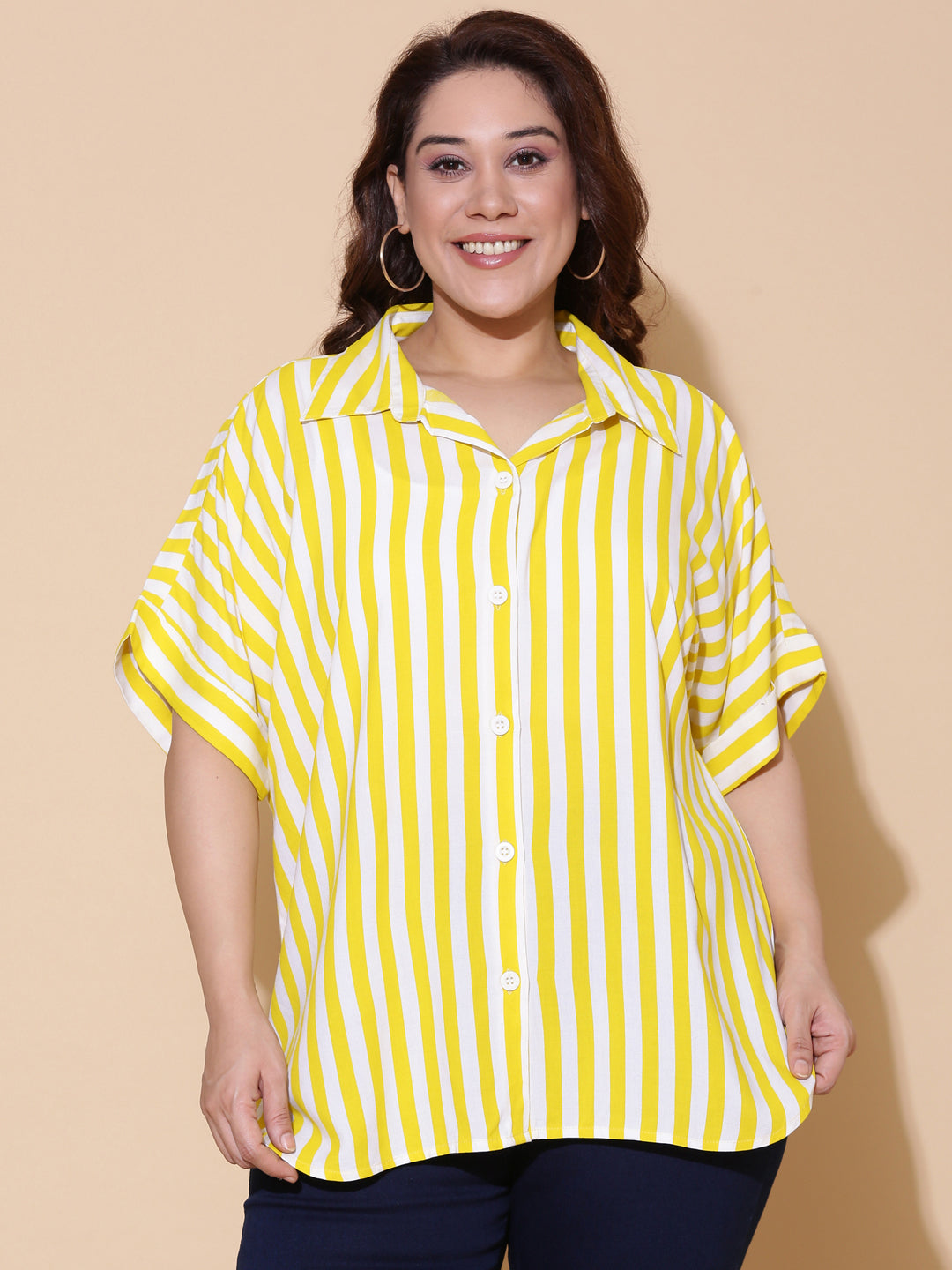 Yellow Striped Drop Shoulder Shirt