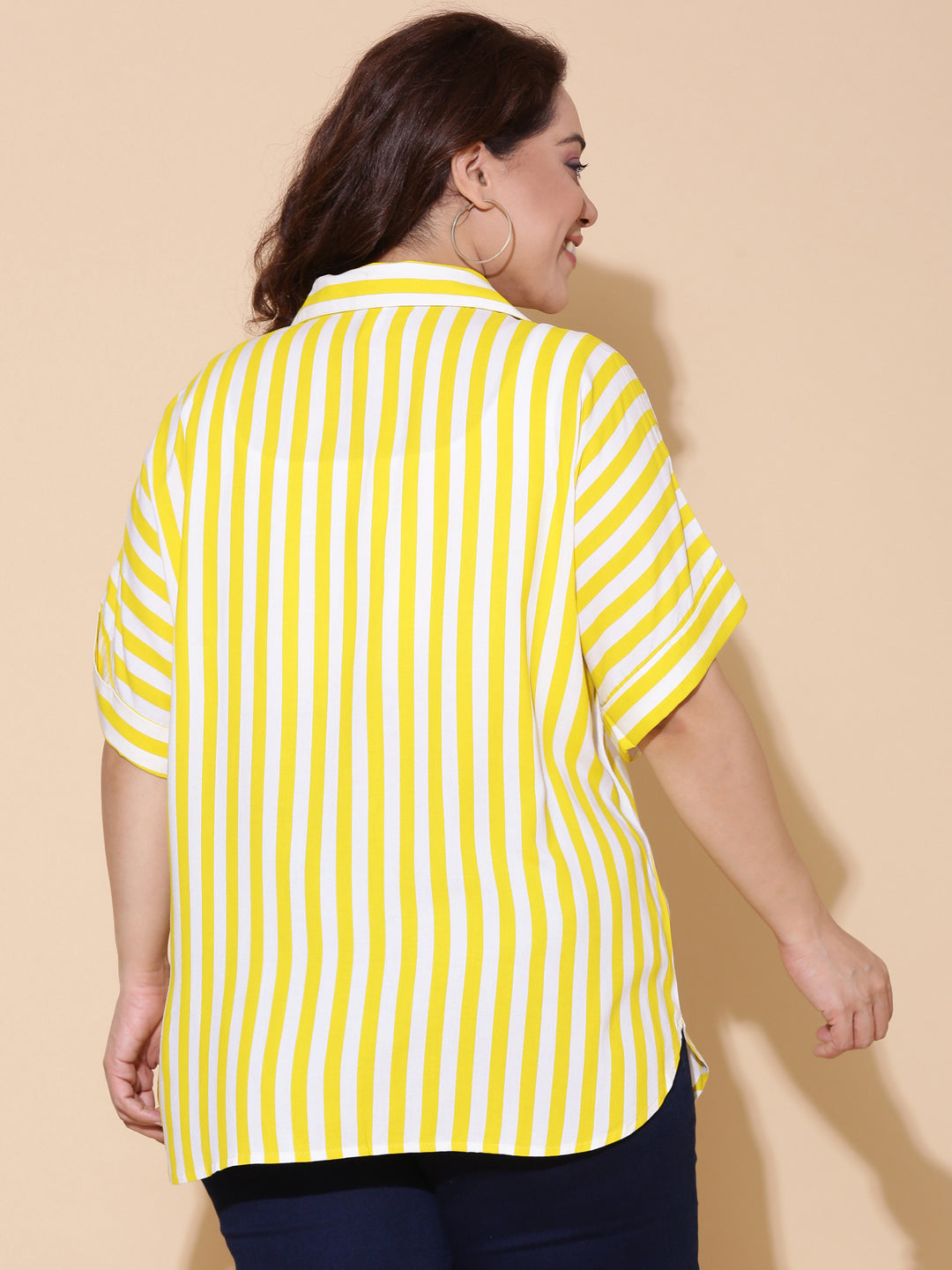 Yellow Striped Drop Shoulder Shirt