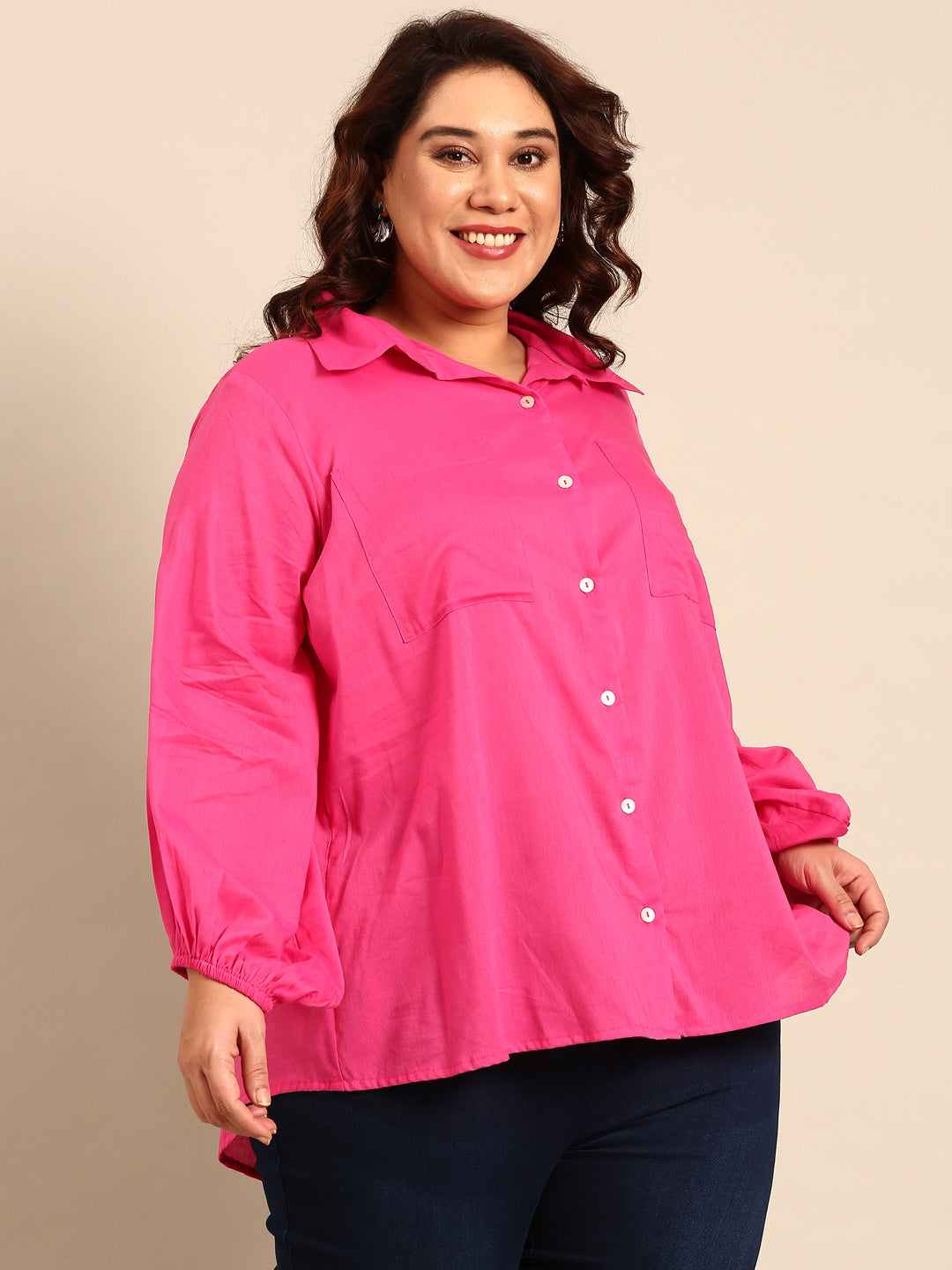 Pink Shirt With Big Sleeves