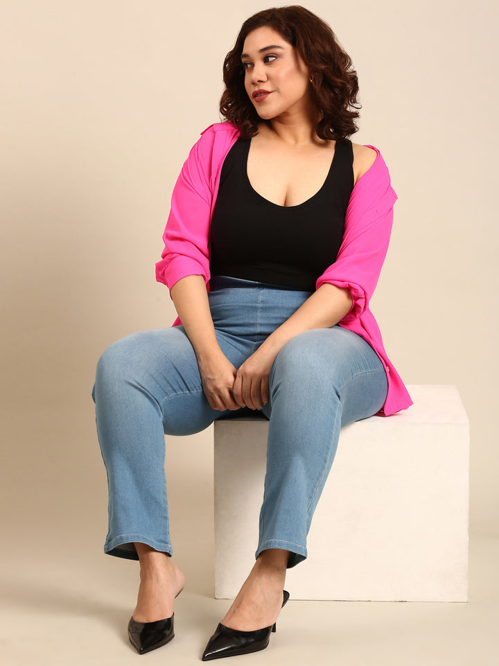 Hot Pink Hidden Placket Shirt