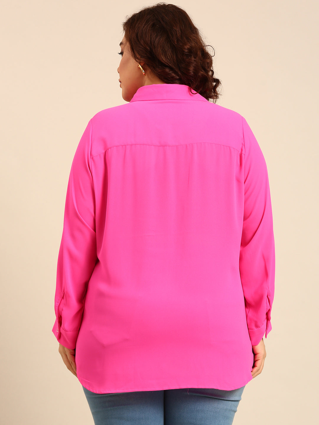 Hot Pink Hidden Placket Shirt