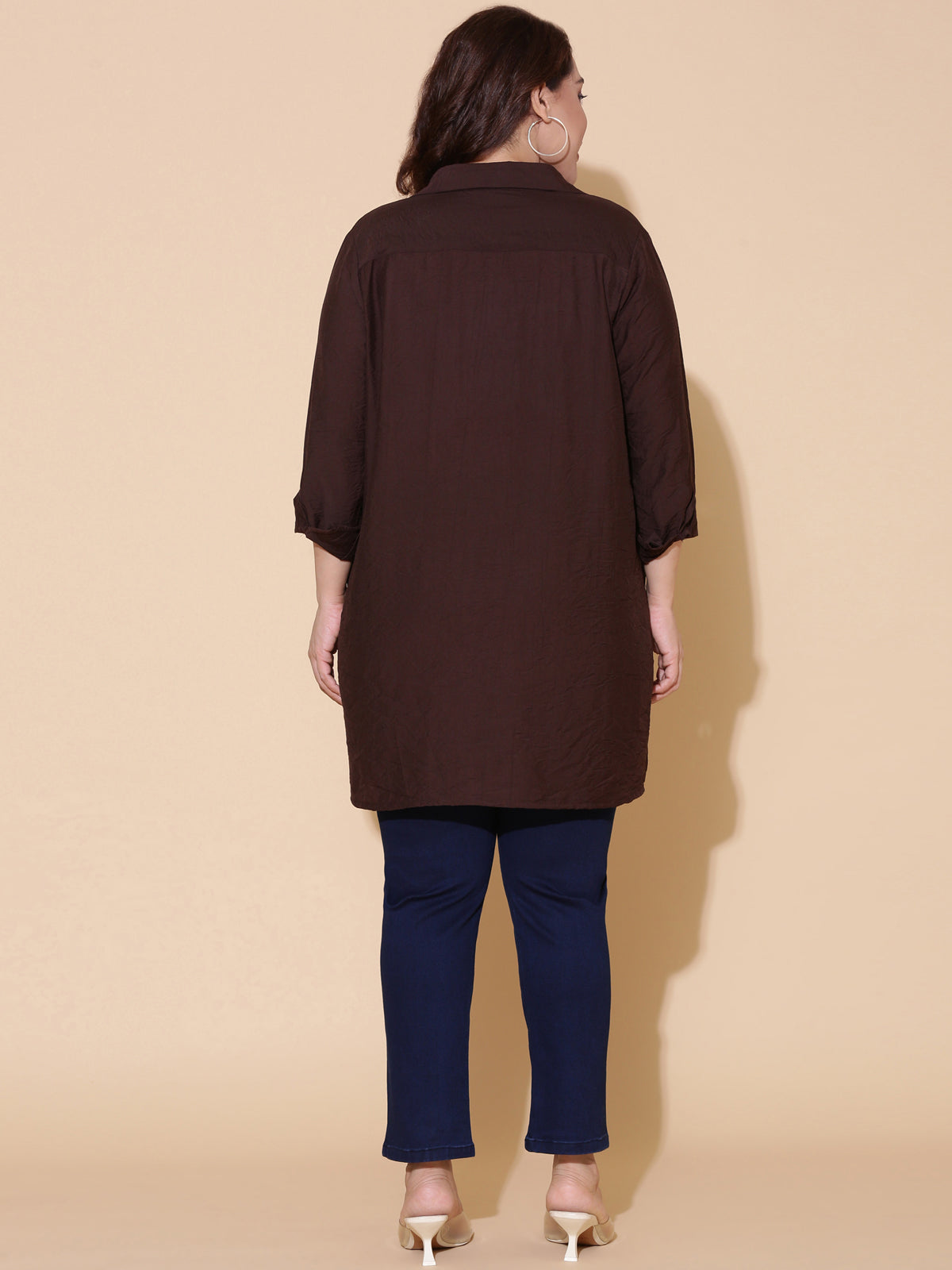 Brown High-Low Hem Shirt