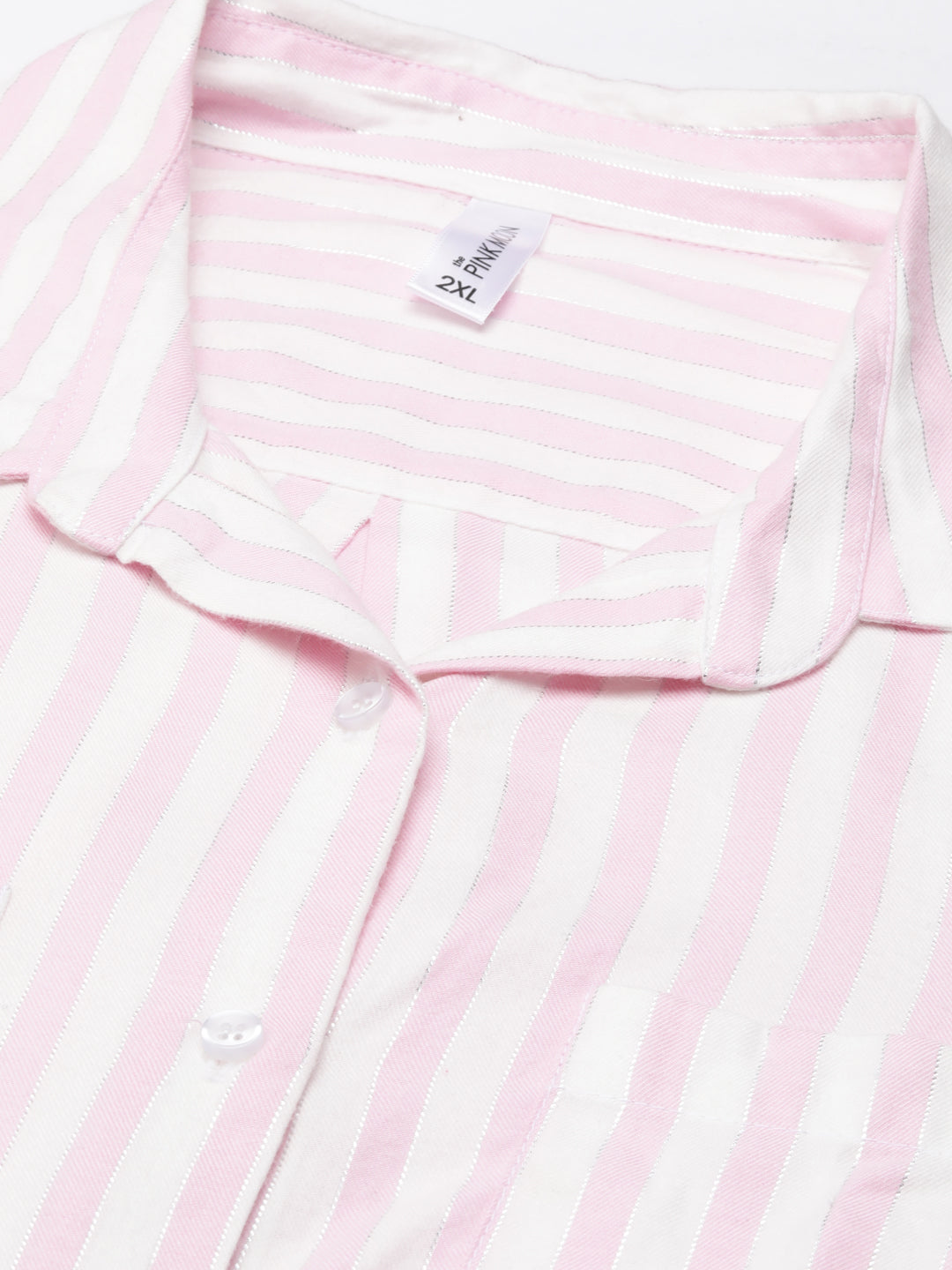 PINK AND WHITE STRIPE SHIRT WITH FRONT POCKET
