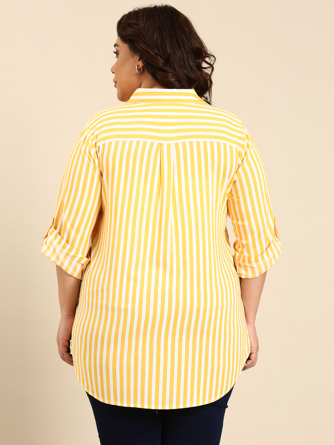 YELLOW STRIPE SHIRT WITH FRONT POCKET