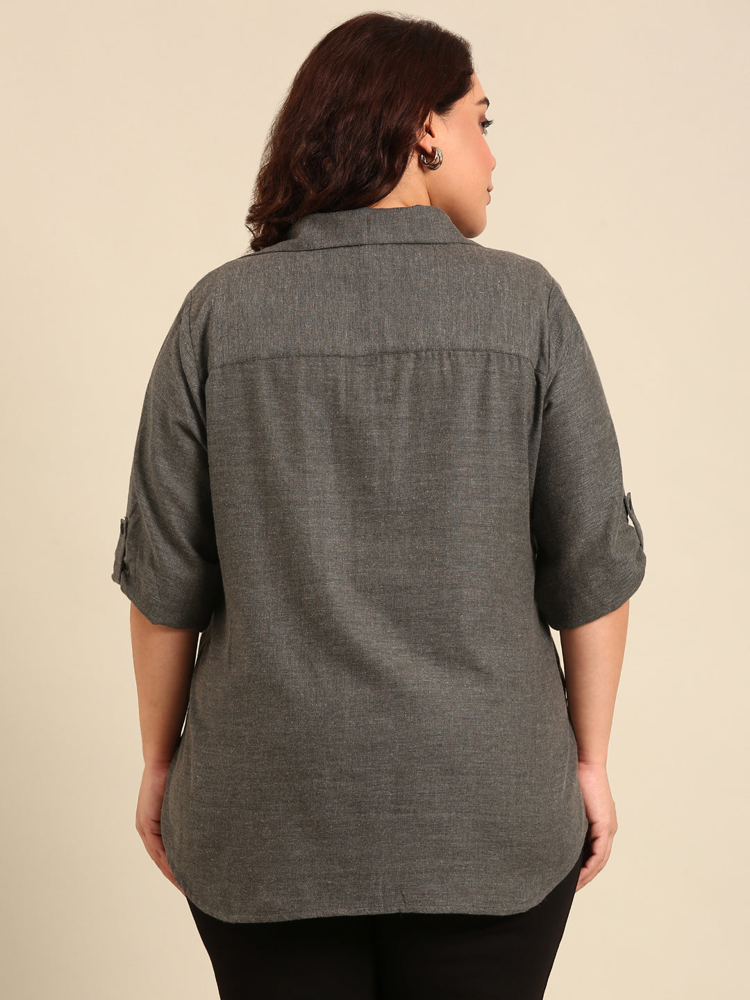 Grey Melange Double Pocket Shirt