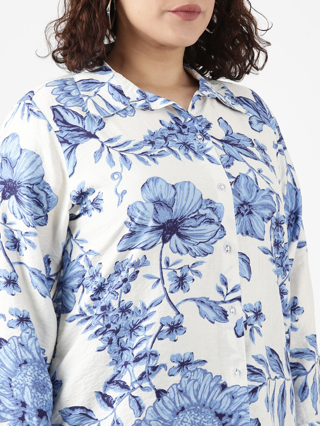 Blue Floral Buttondown Shirt