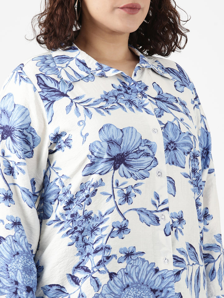 Blue Floral Buttondown Shirt