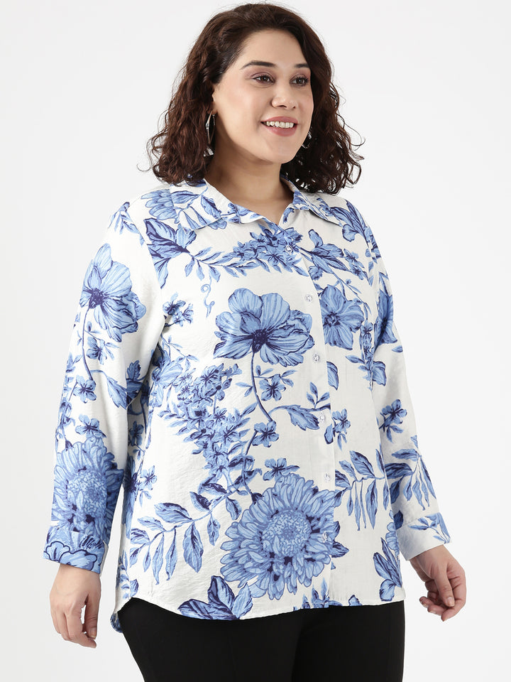 Blue Floral Buttondown Shirt