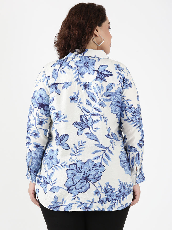 Blue Floral Buttondown Shirt