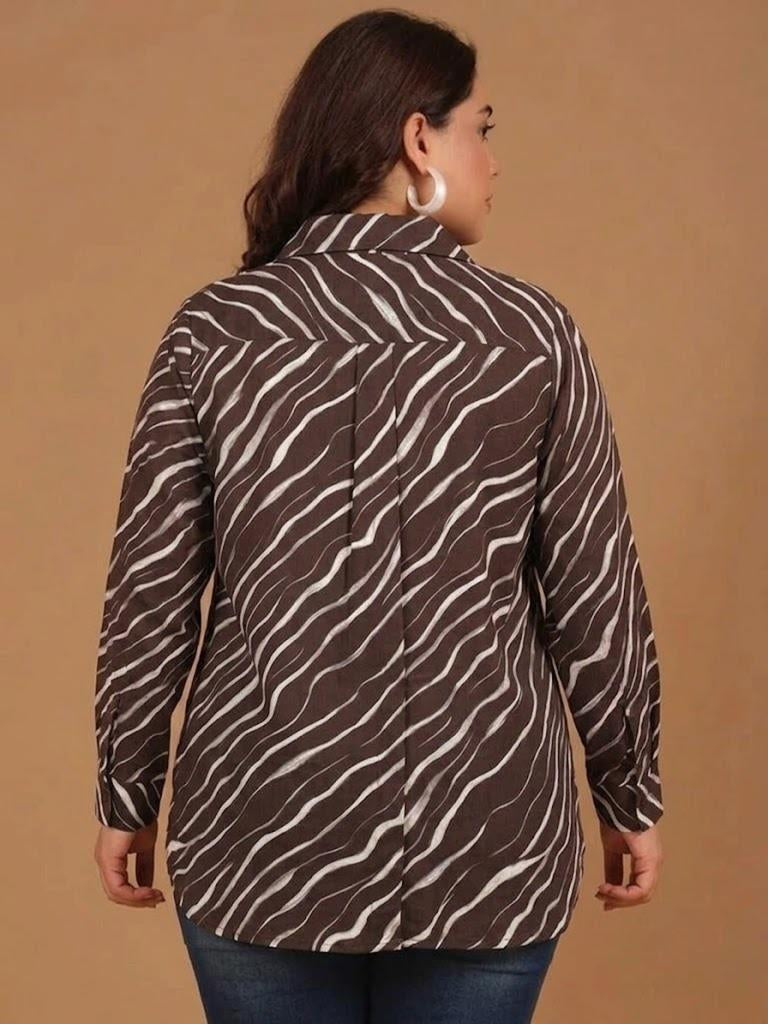 Brown Abstract Print Shirt